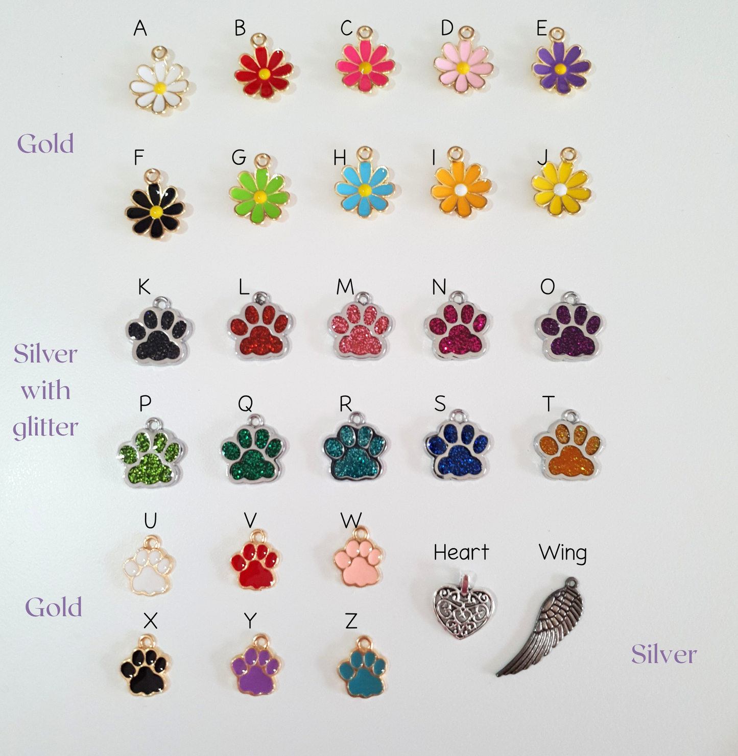 Choose from a variety of charms to adorn your keepsake.