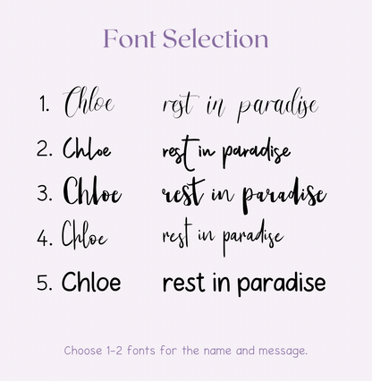 There are five fonts to choose from, with various handwritten or calligraphy styles, and you can select up to two different ones.