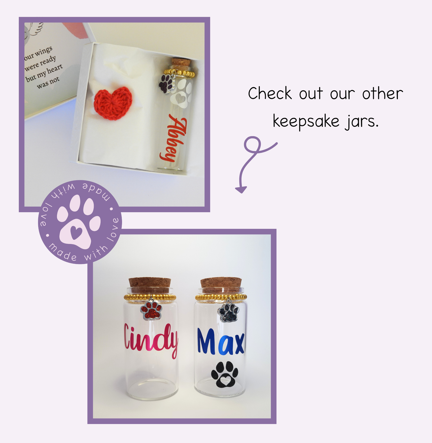 Check out our other keepsake bottles by visiting the Keepsakes section on our website.