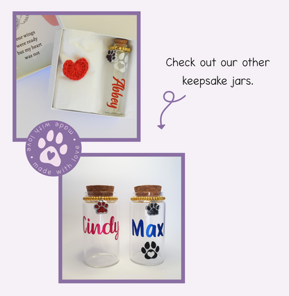 Check out our other keepsake bottles by visiting the Keepsakes section on our website.
