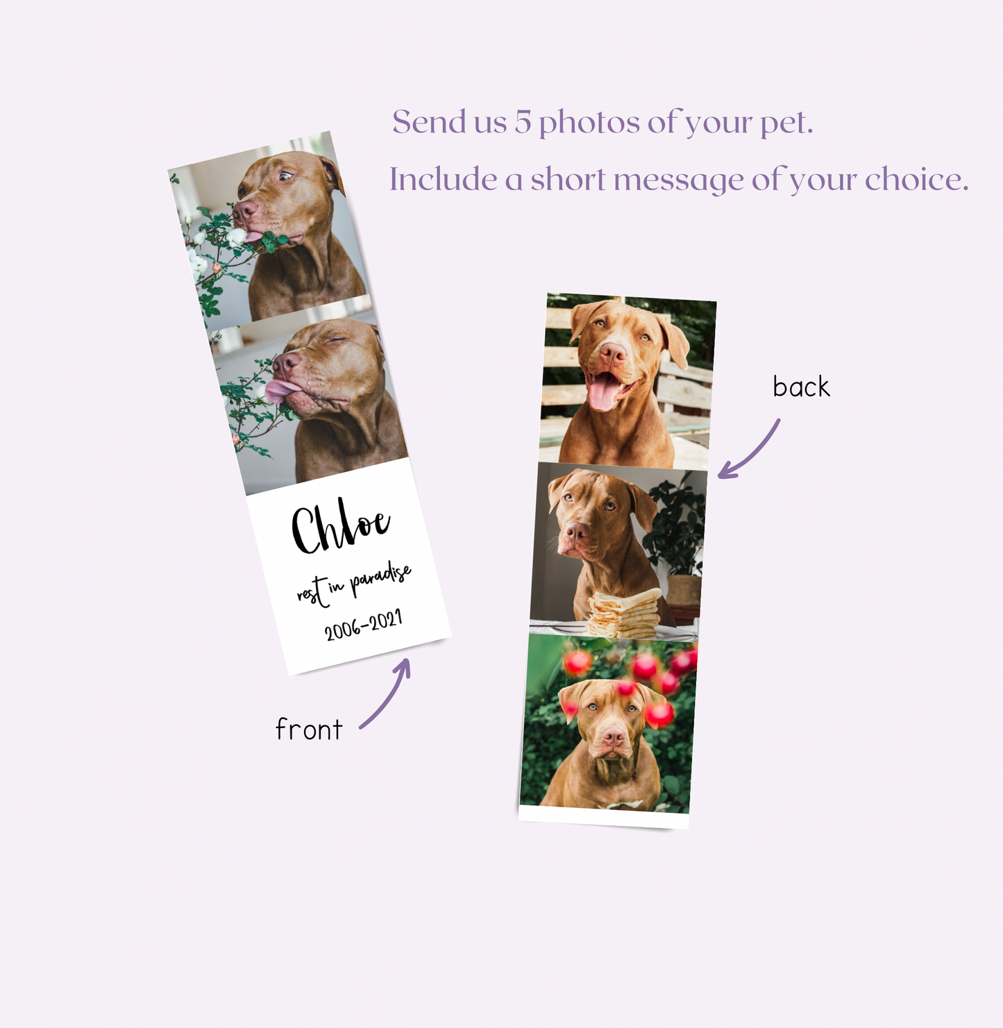 Each bookmark is double-sided and fits 5 photos in total.