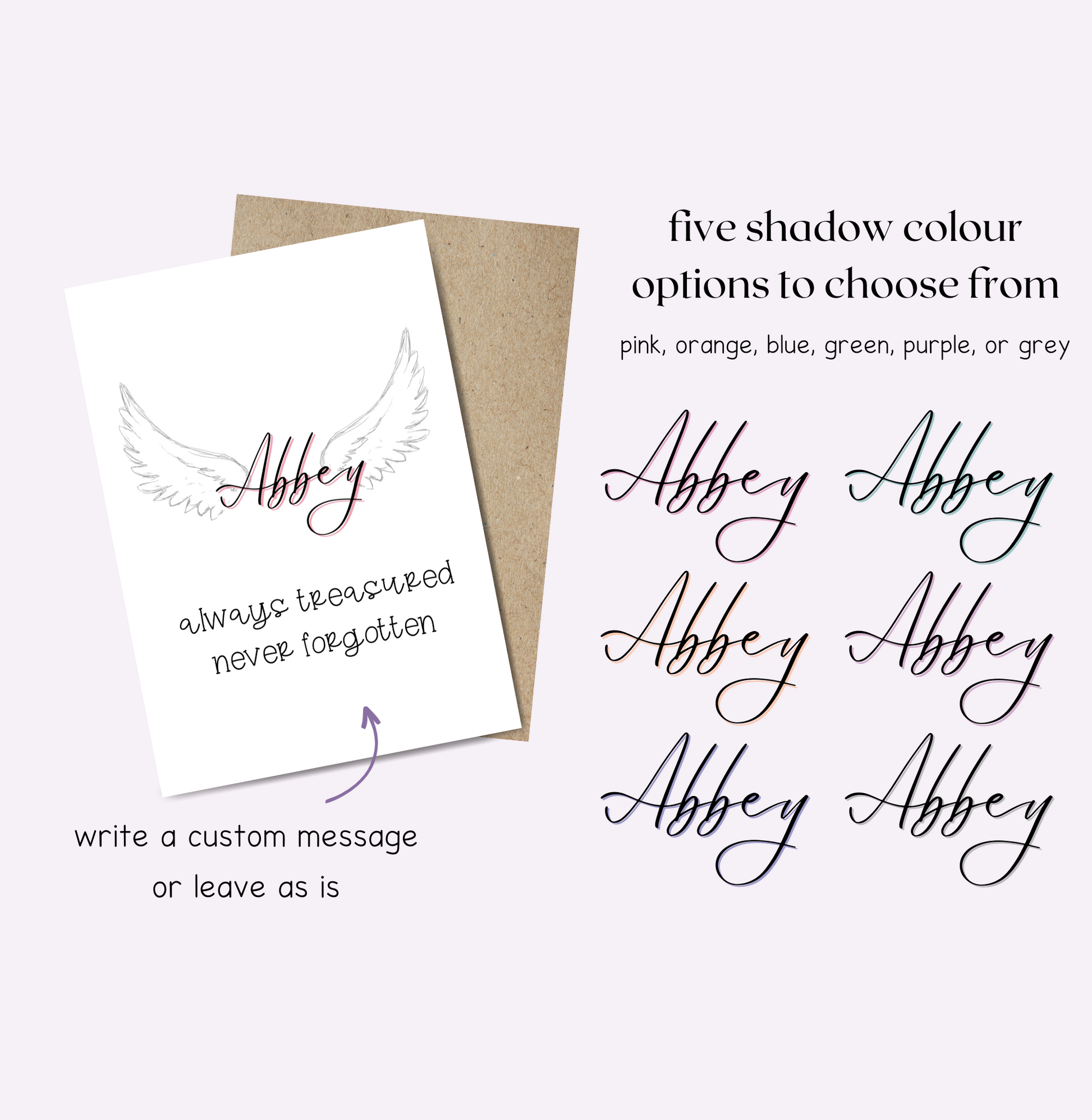 The shading on the text for the pet’s name can be changed to either pink, orange, blue, green, purple, or grey.