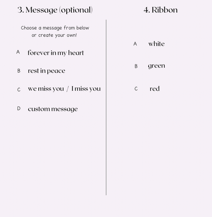 Options for a message and ribbon colour selection 